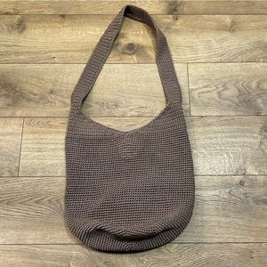 The Sak Woven Brown Round bucket bag